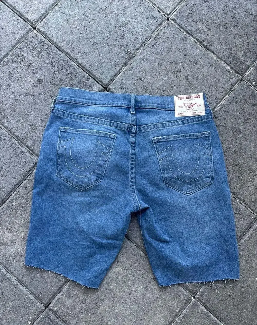 True Religion Ricky Relaxed Straight Cut-Off Denim Shorts